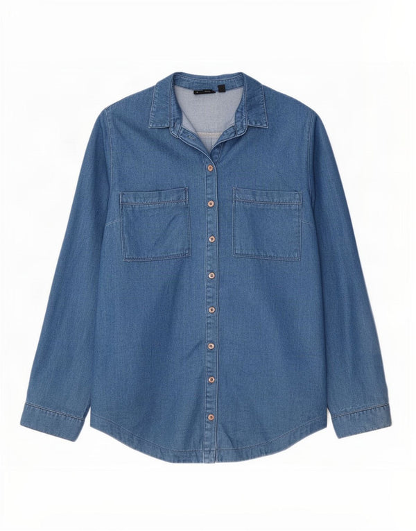 Topshop Womens Denim Shirt UK 14 Large Blue Cotton