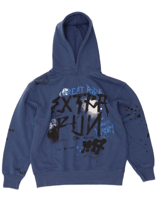 Zara Jungen-Kapuzenpullover mit grafischer entspannter Passform, 11–12 Jahre, blau gepunktet, modern