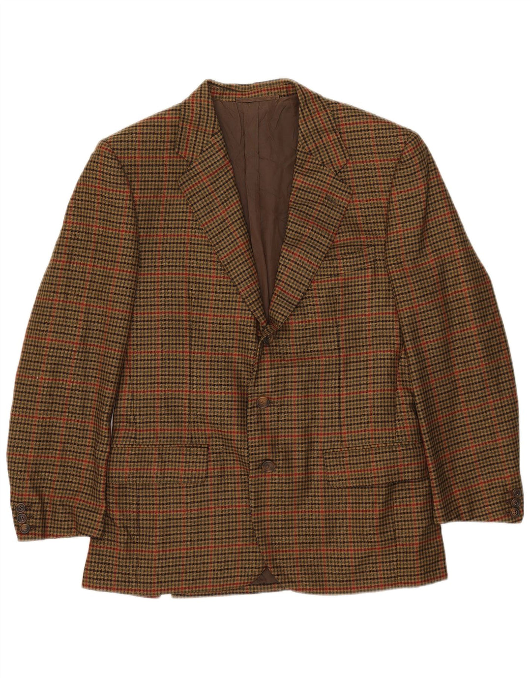 Loro Piana Herren-Blazer mit 3 Knöpfen, Gr. 50, Khaki, Hahnentrittmuster