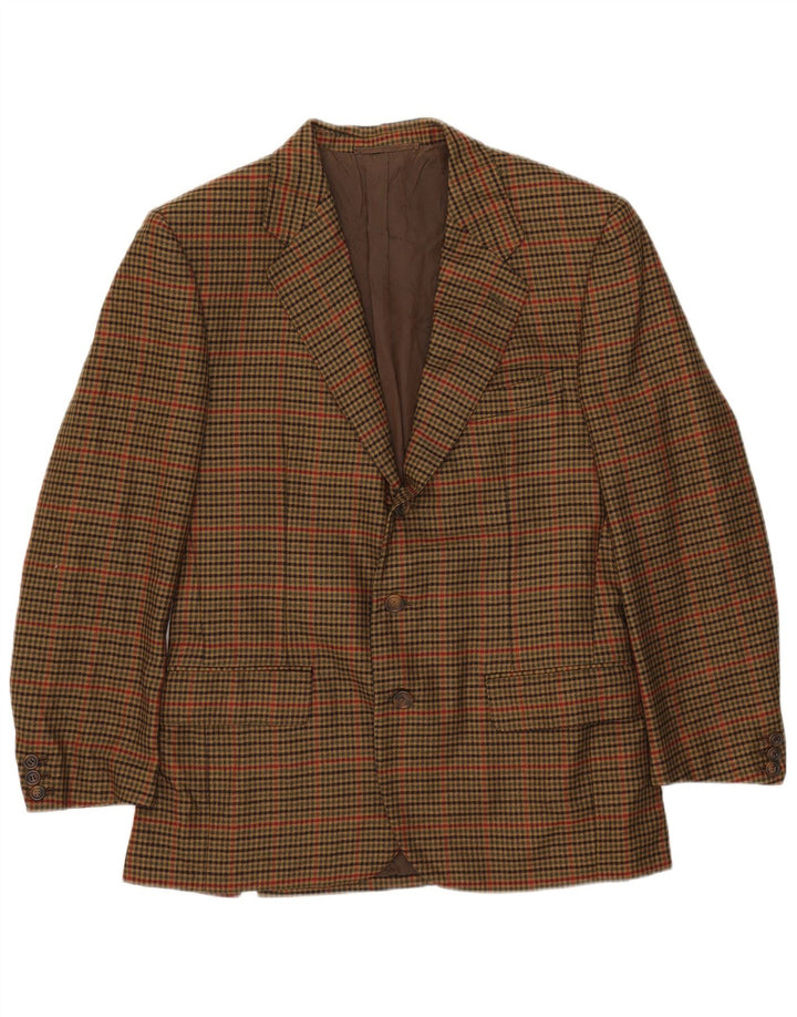 Loro Piana Herren-Blazer mit 3 Knöpfen, Gr. 50, Khaki, Hahnentrittmuster