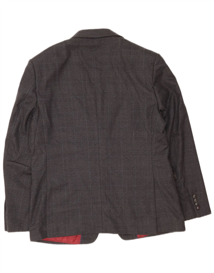 Marks & Spencer Herren-Blazer mit 2 Knöpfen, Gr. 40, groß, grau kariert, Wolle
