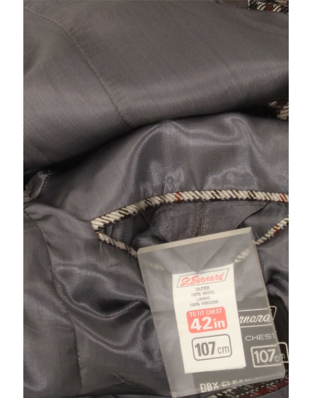St. Bernard Mens 2 Button Blazer Jacket UK 42 Large Grey Houndstooth Wool
