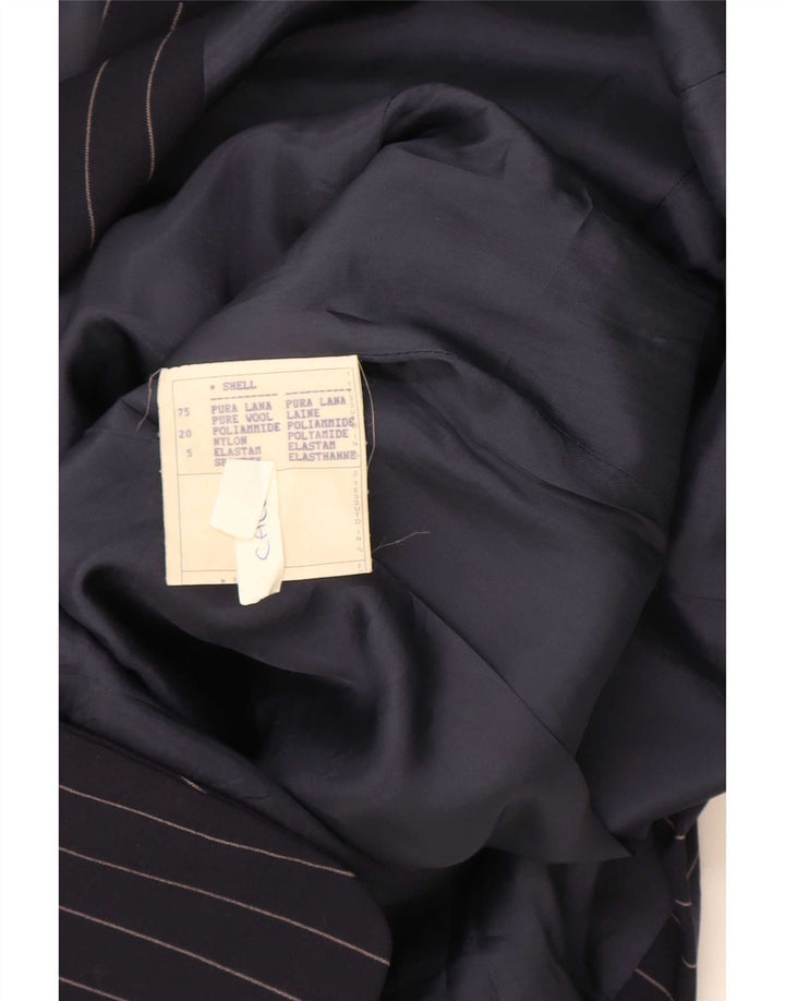 Belfe & Womens 3-Knopf-Blazer-Jacke IT 42 Mittelmarineblaue Nadelstreifenwolle