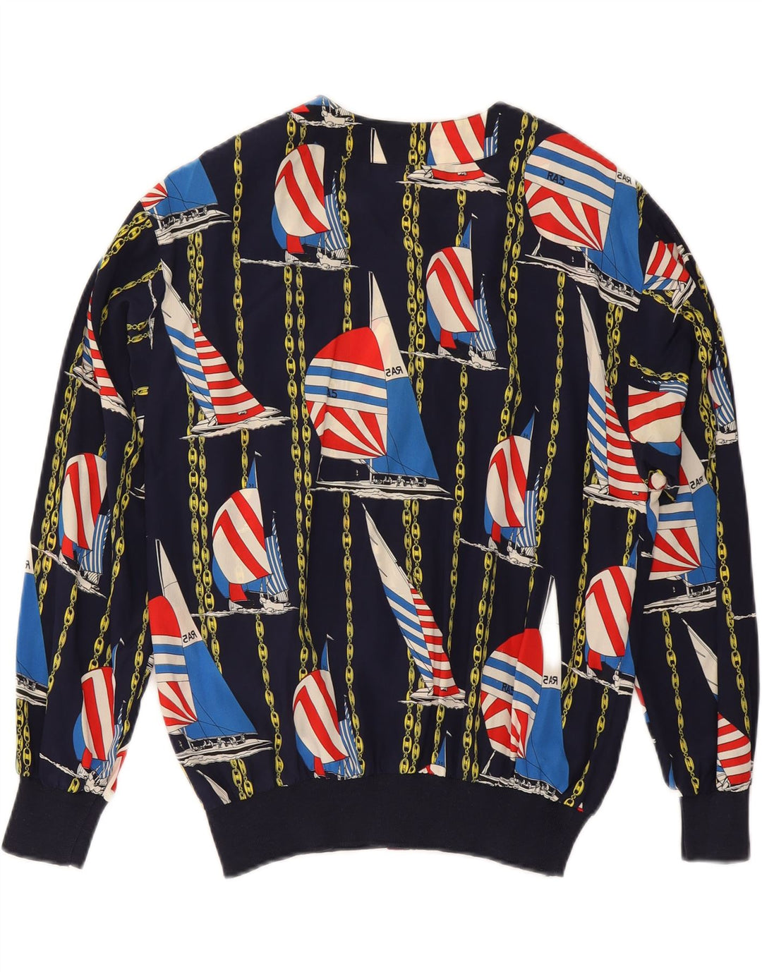 AGENDA Damen-Bomberjacke mit abstraktem Muster, IT 42, mittlere marineblaue Seide