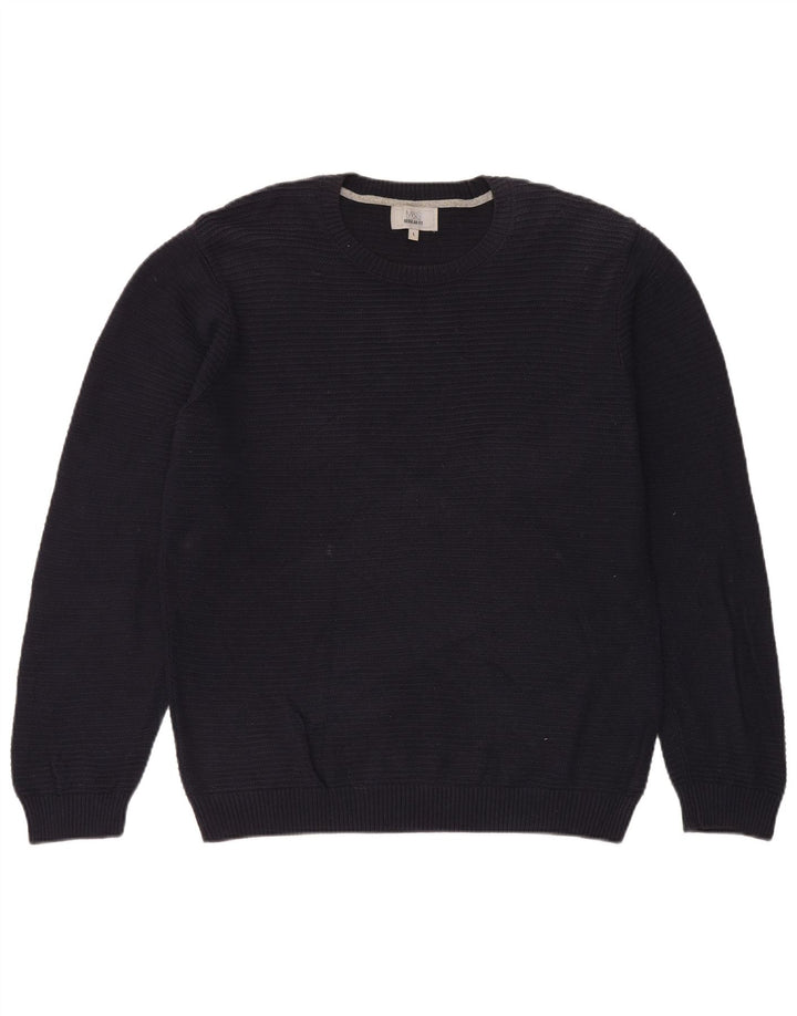 Marks & Spencer Herren-Pullover, reguläre Passform, Rundhalsausschnitt, Größe L, Marineblau