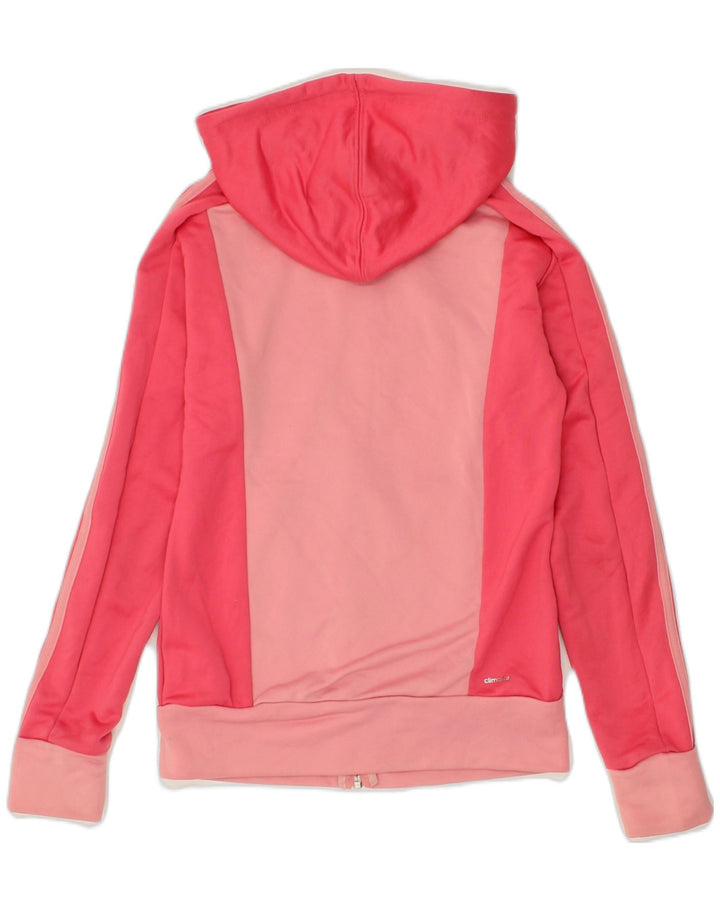 ADIDAS Womens Zip Hoodie Sweater UK 2 2XS Pink Colourblock Polyester | Vintage Adidas | Thrift | Second-Hand Adidas | Used Clothing | Messina Hembry 