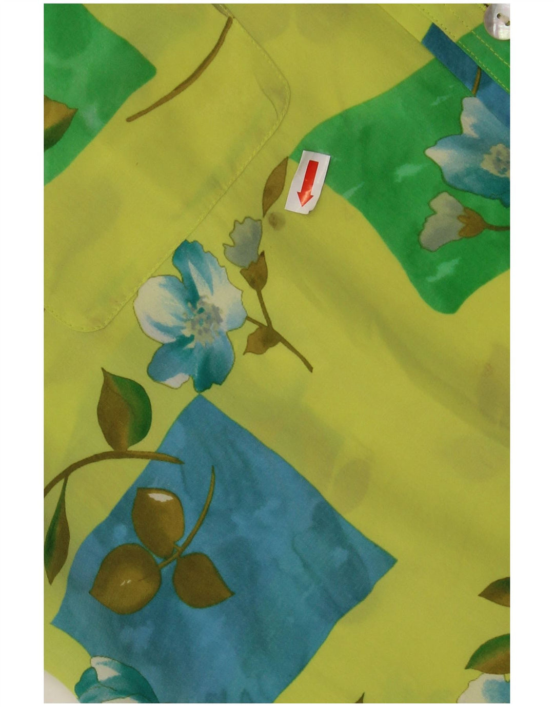 CHERIE Damen durchsichtige Kurzarm-Hemdbluse IT 48 XL Grün geblümt