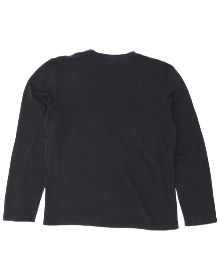 Trussardi Herren-Oberteil, langärmelig, groß, marineblau, gestreift, Baumwolle