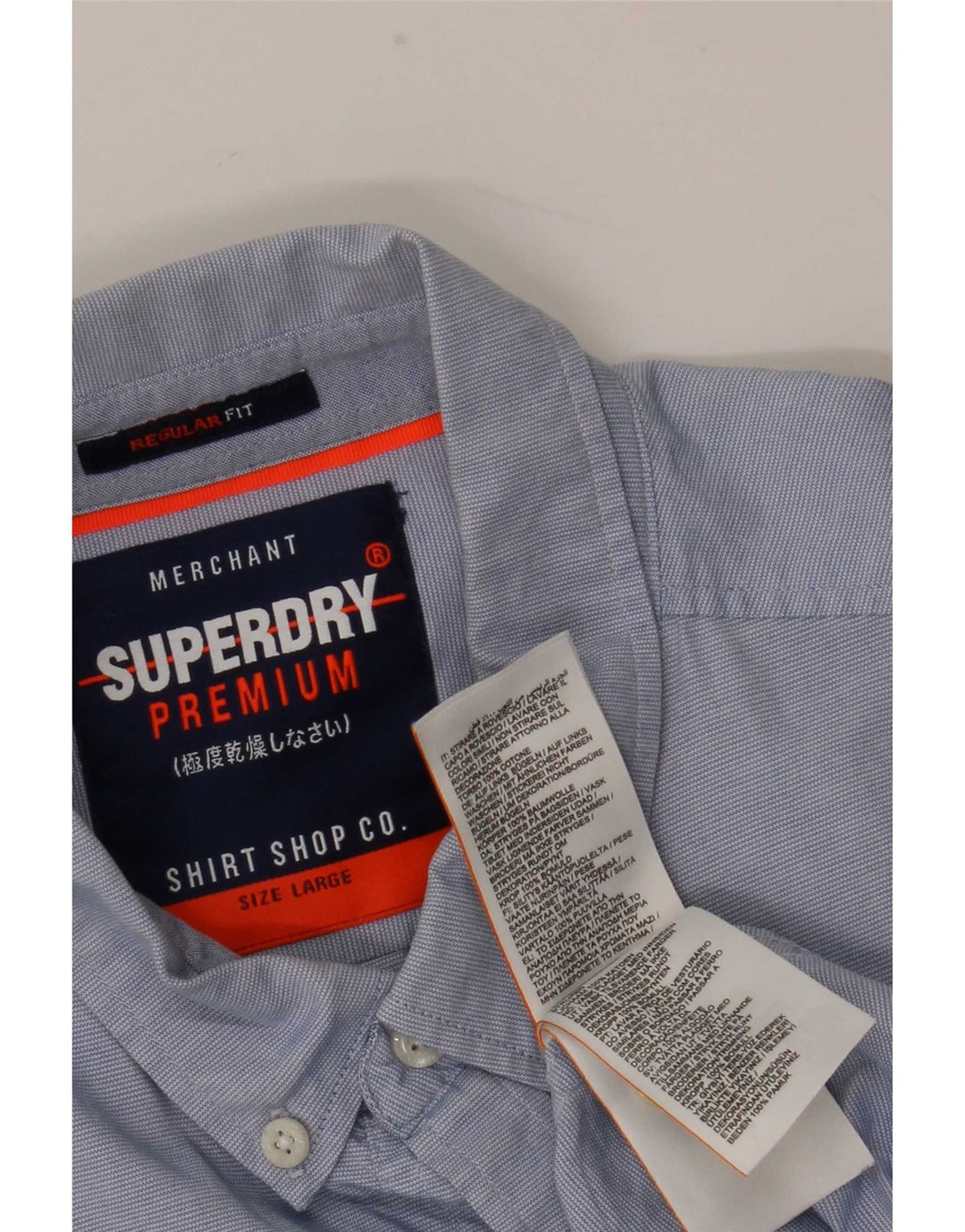 Superdry Herren-Hemd in normaler Passform, große blaue Nadelstreifen-Baumwolle