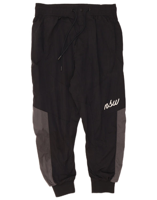 Nike Mens Graphic Tracksuit Trousers Joggers Large Black Colourblock Nylon