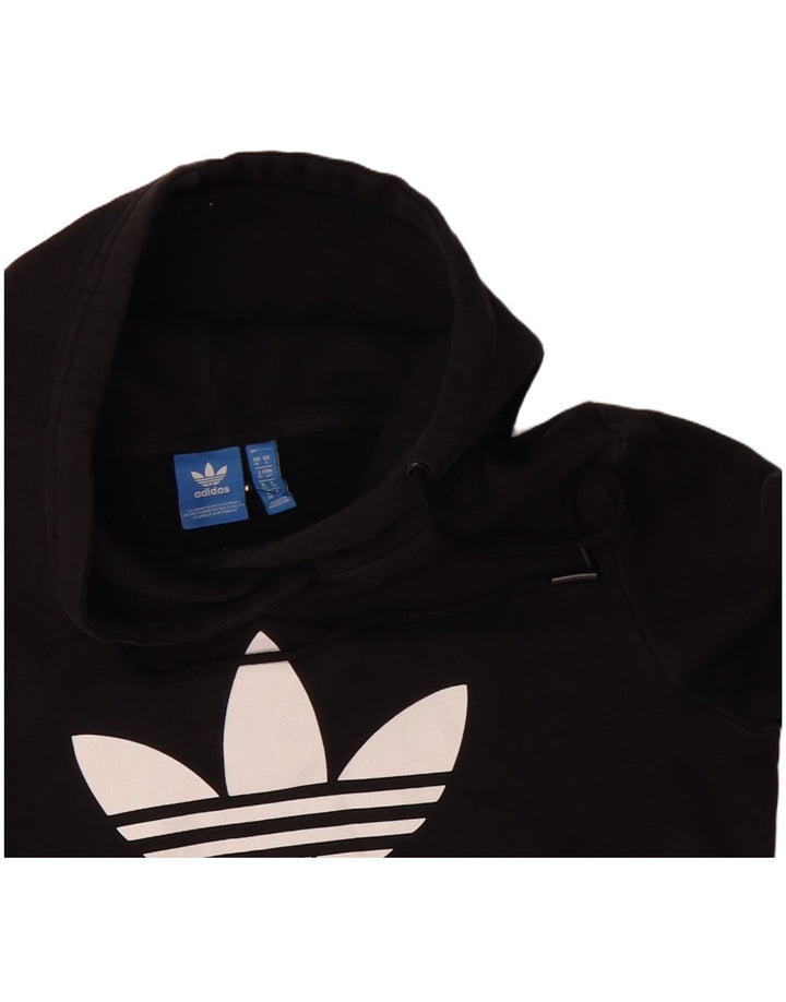 ADIDAS Womens Graphic Oversized Hoodie Pullover UK 10 Small Schwarz Polyester