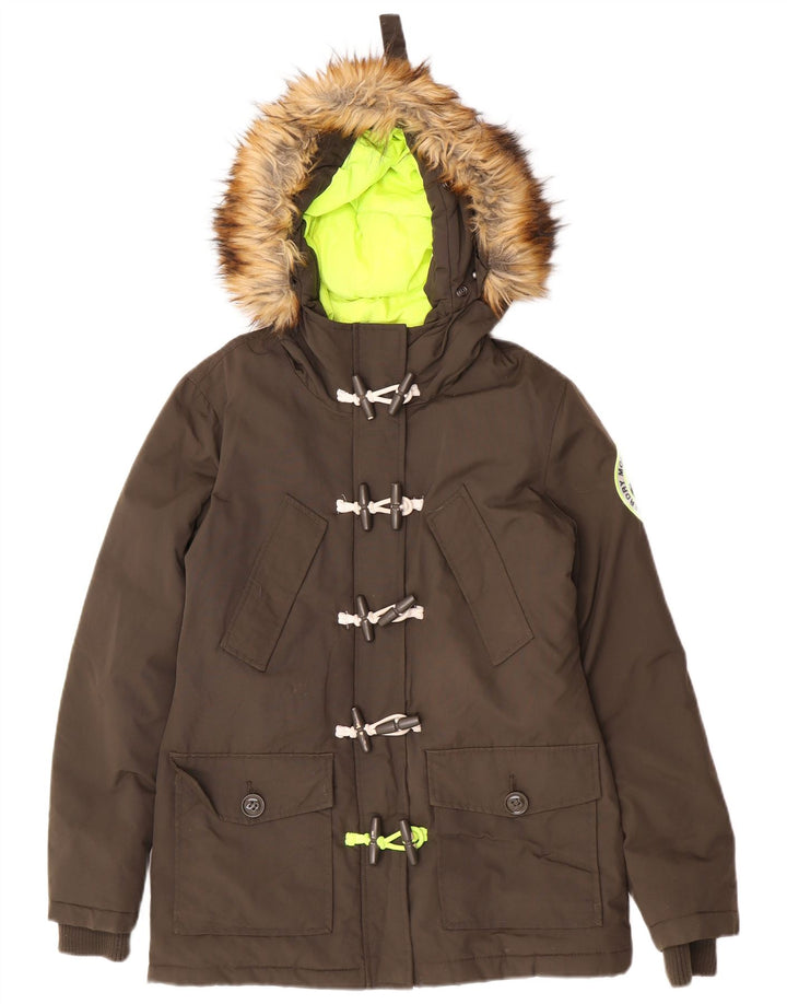 Superdry Damen-Parka mit Kapuze, übergroß, UK 10, Größe S, Khaki, Nylon