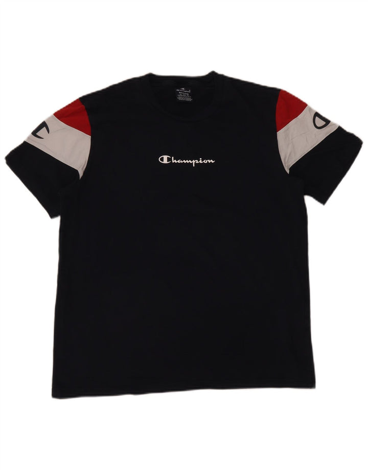 CHAMPION Grafik-T-Shirt-Oberteil für Damen, UK 14, mittleres Marineblau, Farbblock