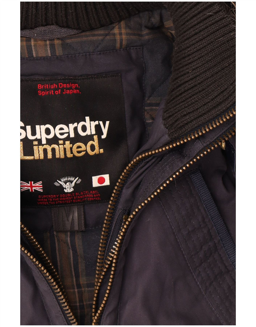 Superdry Damen-Windbreakerjacke mit Kapuze, UK 14, mittelmarineblaue Baumwolle