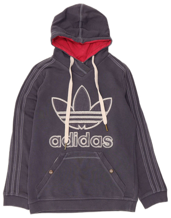 Adidas Damen Graphic Hoodie Pullover IT 46 Large Marineblau Baumwolle