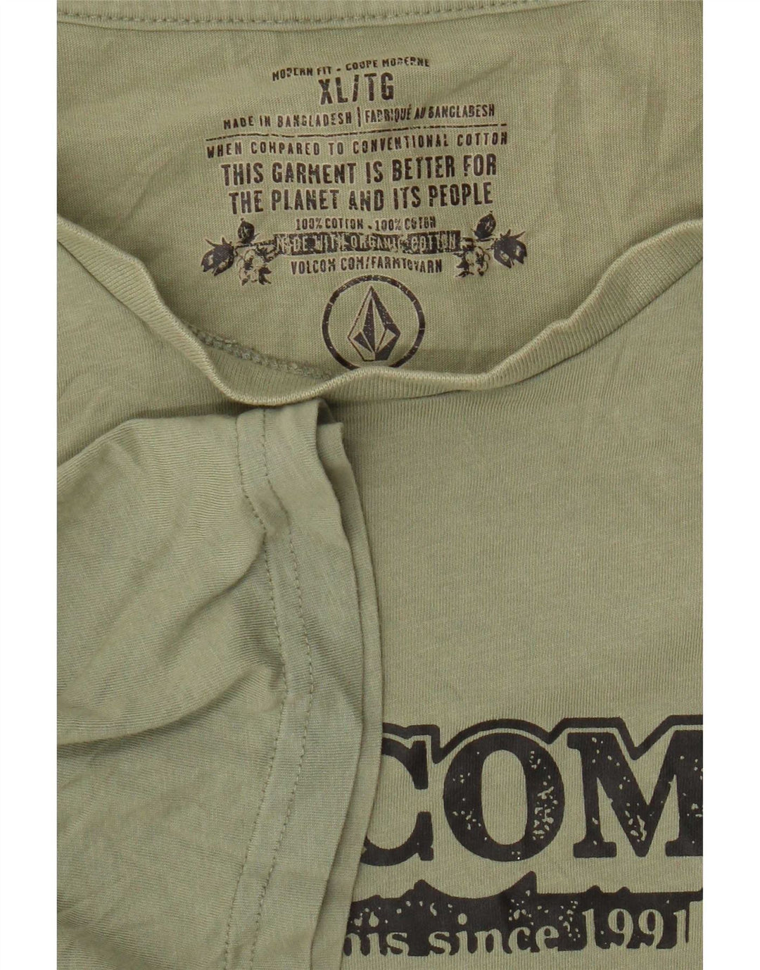 Volcom Herren Grafik T-Shirt Top XL Grün Baumwolle