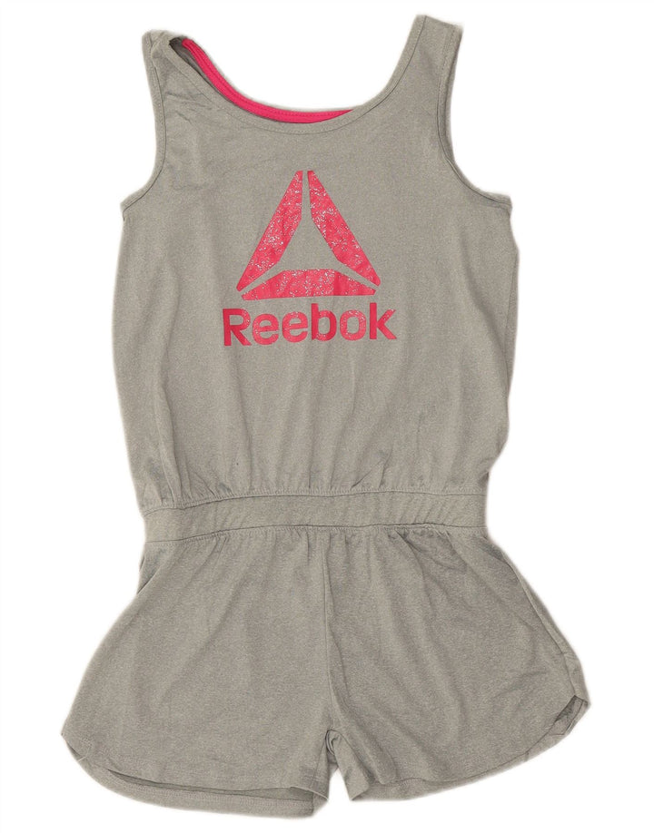 Reebok Mädchen-Spielanzug mit Grafik, ärmellos, 14–15 Jahre, XL, grau, Polyester