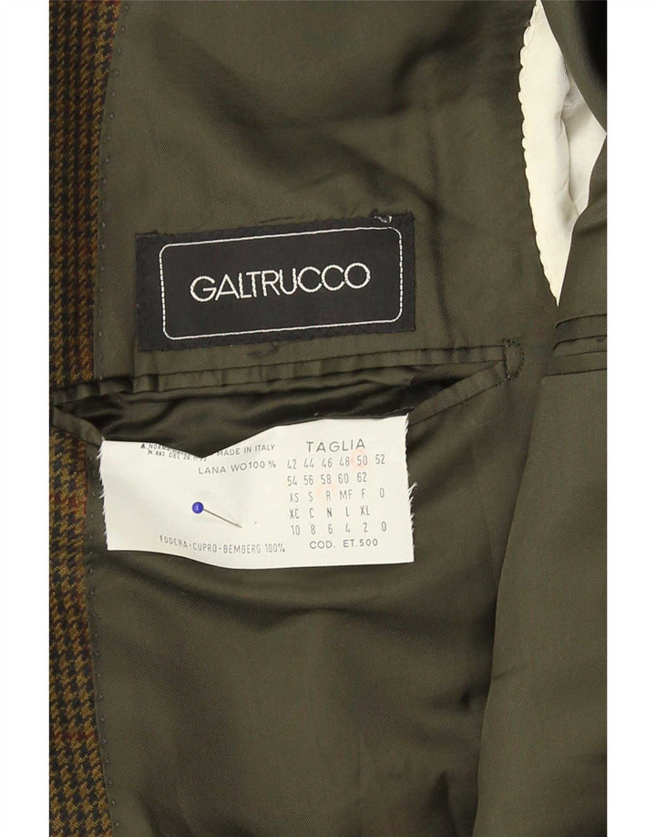 Galtrucco Herren-Blazer mit normaler Passform, IT 50, Größe L, Khaki, Hahnentrittmuster
