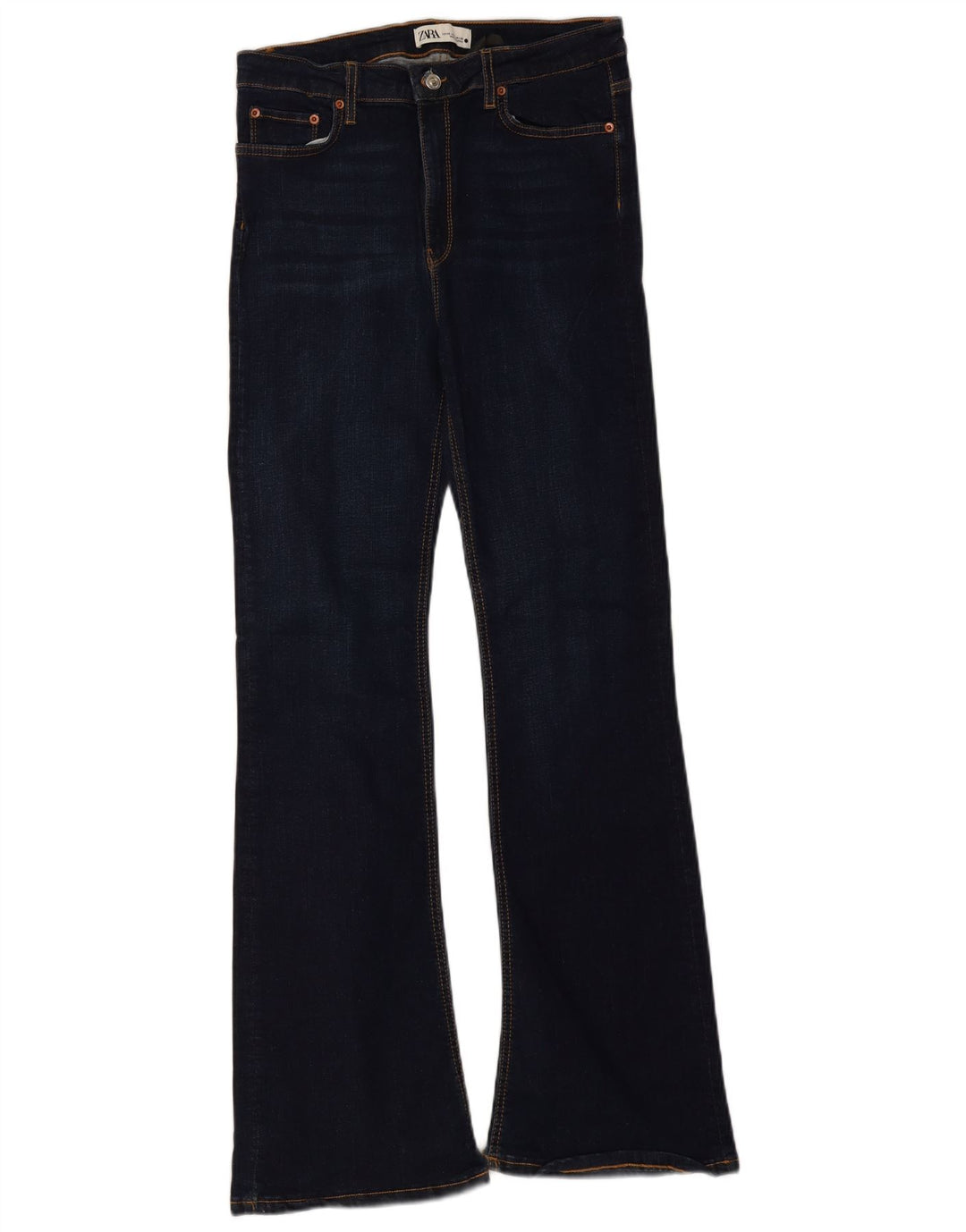 Zara Damen Slim Flared Jeans EU 40 Medium W30 L32 Marineblaue Baumwolle