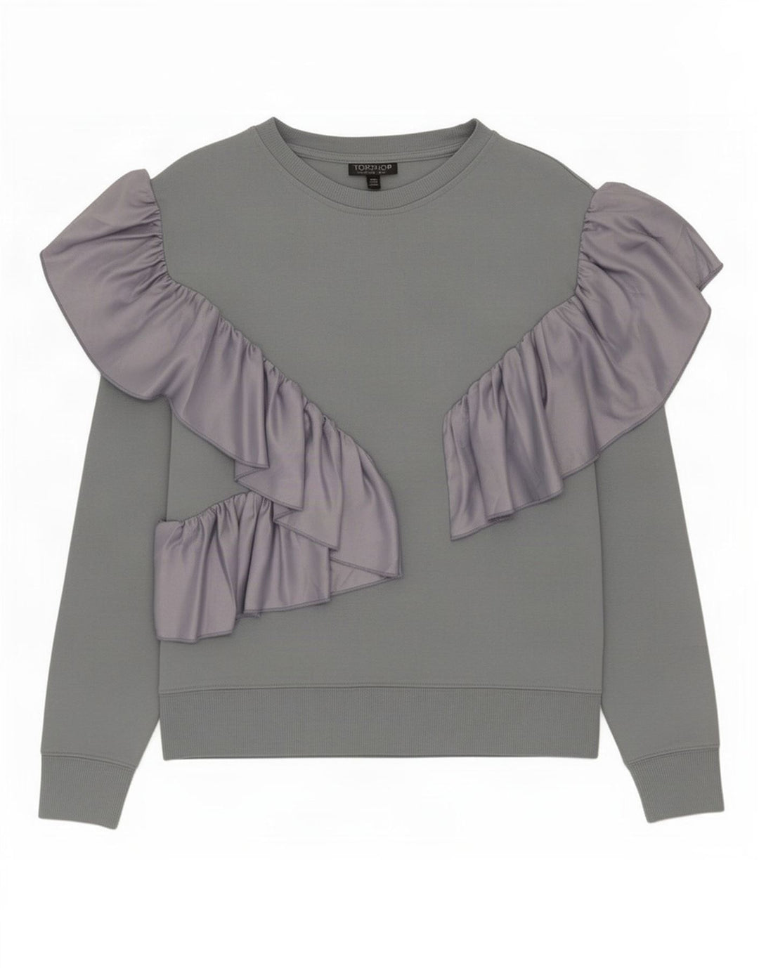 Topshop Damen-Sweatshirt-Pullover UK 10 Small Grau Polyester