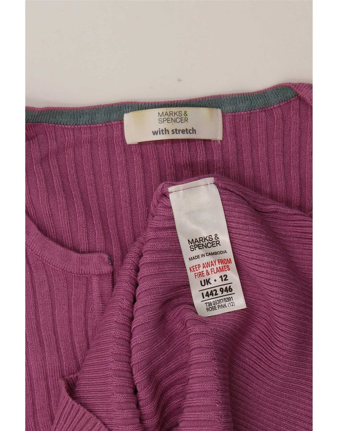Marks & Spencer Damen-Pullover mit V-Ausschnitt, Gr. 12, Mittelrosa, Viskose