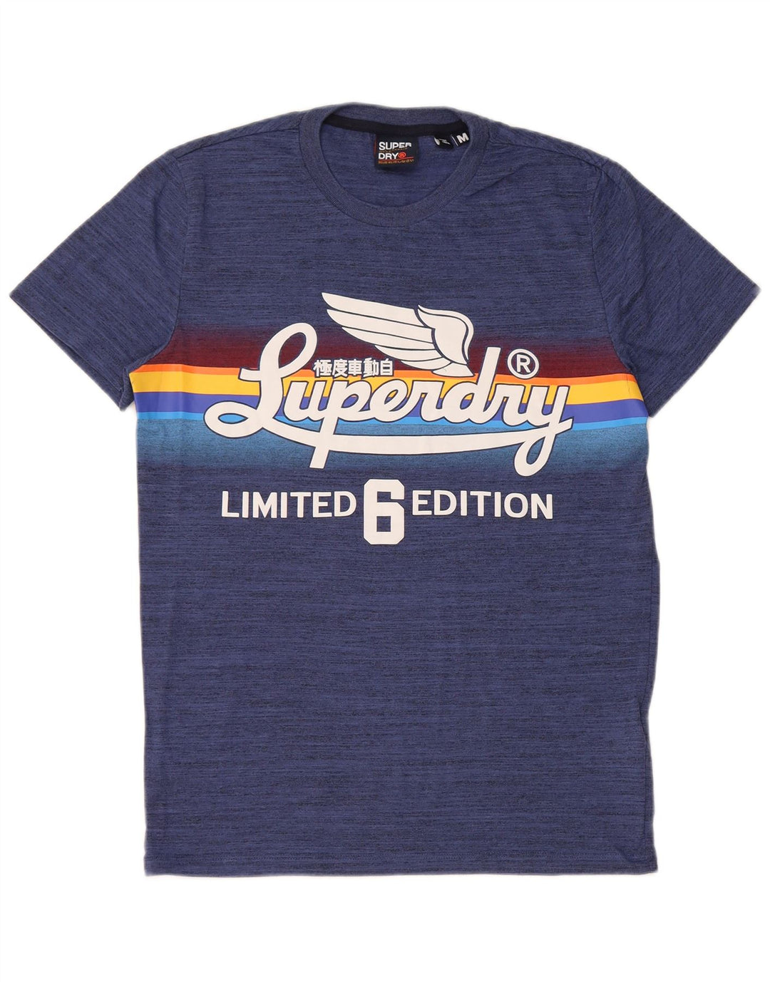 Superdry Herren-T-Shirt mit normaler Grafik, mittelblau gesprenkelte Baumwolle