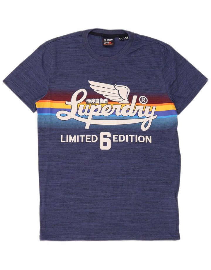 Superdry Herren-T-Shirt mit normaler Grafik, mittelblau gesprenkelte Baumwolle