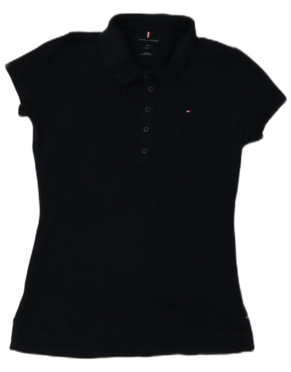 Tommy Hilfiger Damen Slim Fit Poloshirt UK 10 Small Marineblau Baumwolle