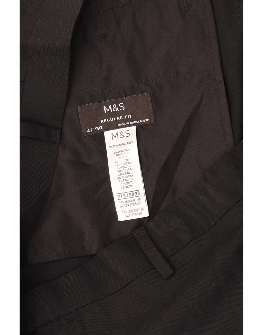 Marks & Spencer Herren-Anzughose mit gerader Passform und normaler Passform, W42, L29, Schwarz