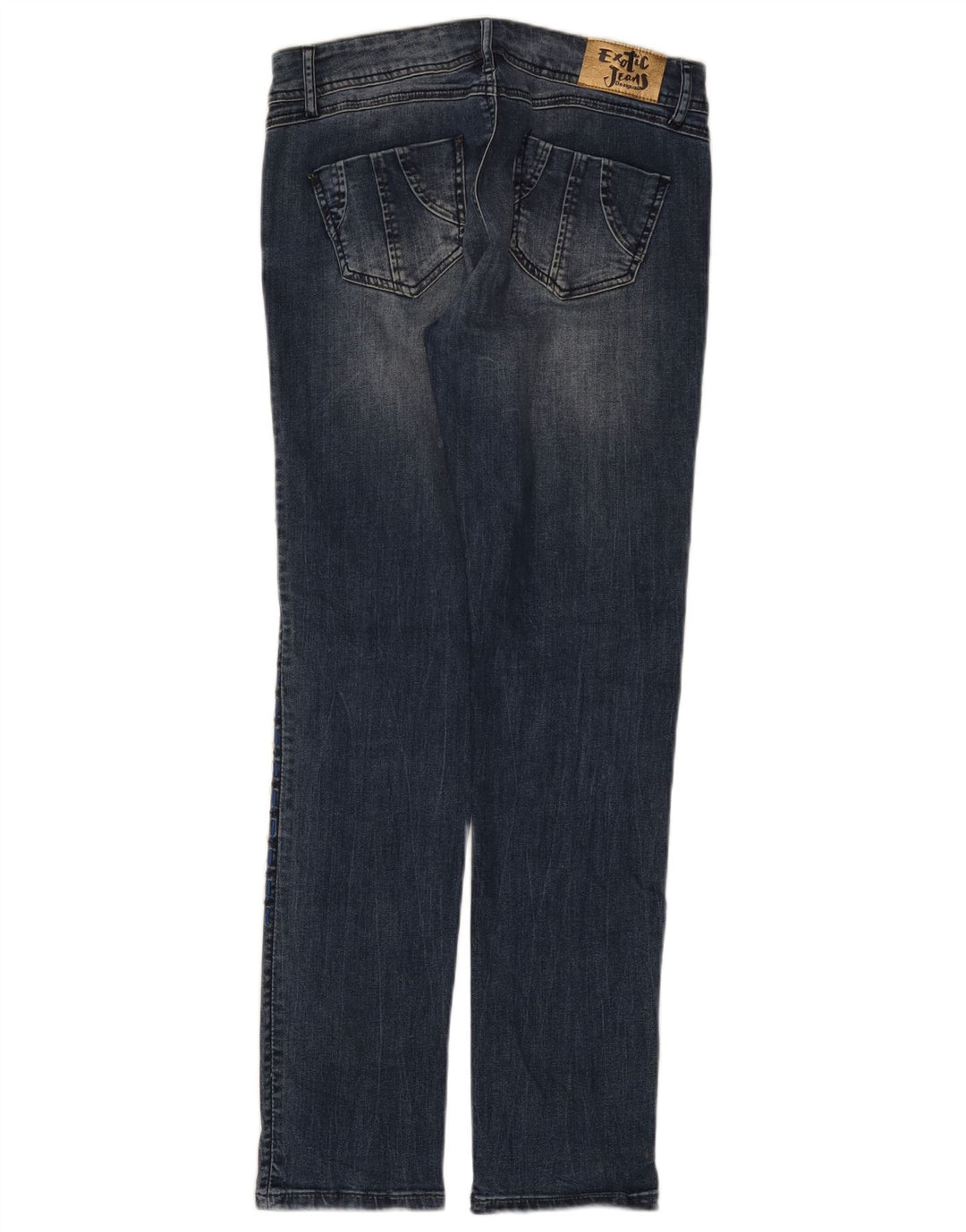 Desigual Damen Graphic Slim Jeans W30 L31 Blaue Baumwolle