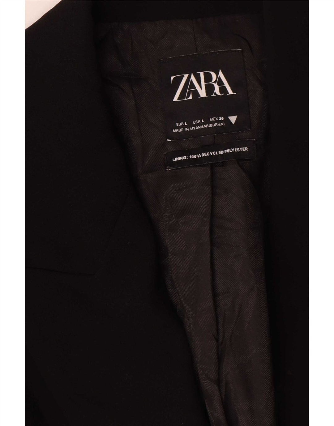 Zara Damen Longline Zweireiher Blazer Jacke UK 16 Large Schwarz
