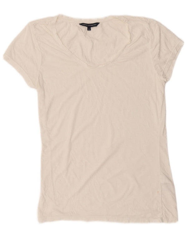 French Connection Damen T-Shirt Top UK 10 Small Weiße Baumwolle