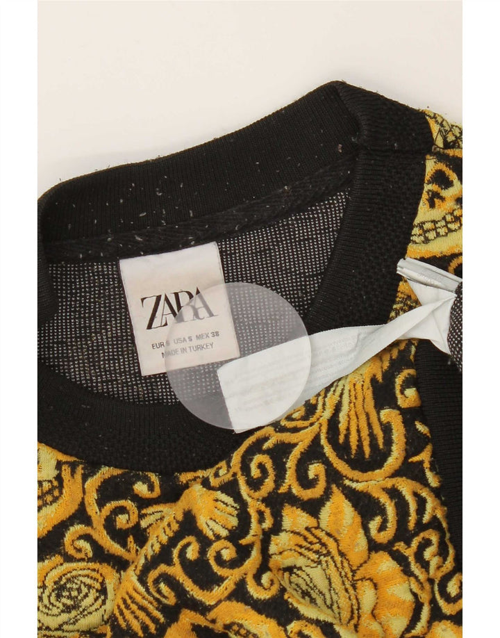 Zara Herren-Sweatshirt, Pullover, klein, schwarz, geblümt, Polyester