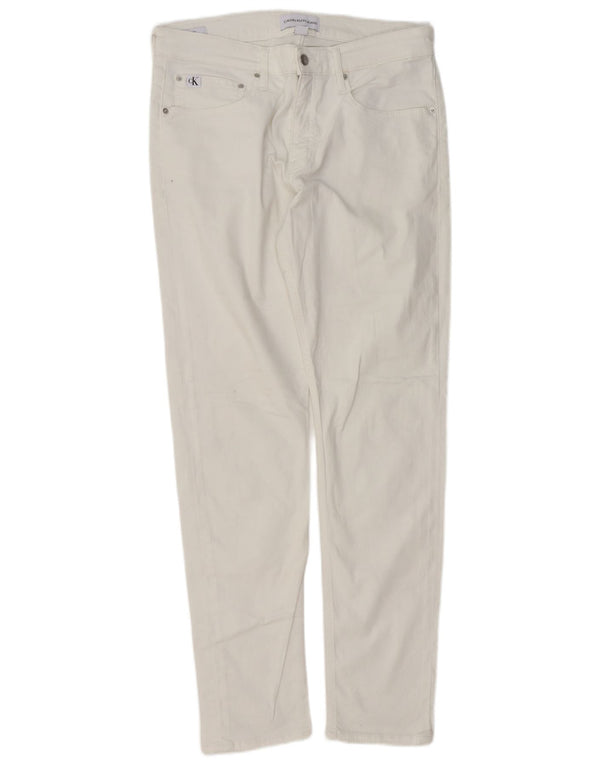 Calvin Klein Damen Slim Jeans W34 L32 Weiße Baumwolle