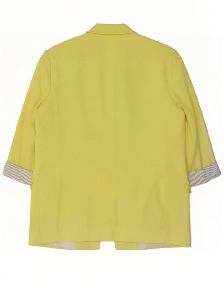 Zara Damen-Blazer mit 3/4-Ärmeln, offen, Gr. 40, groß, gelbes Acetat