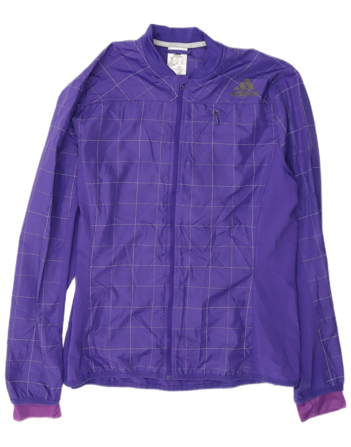 Adidas Damen-Trainingsanzug-Oberteiljacke UK 16 Large Purple Check Polyester