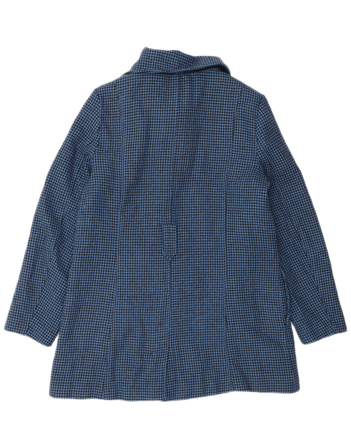 LEVI'S Zweireihiger Damenmantel UK 16 Große blaue Hahnentrittwolle