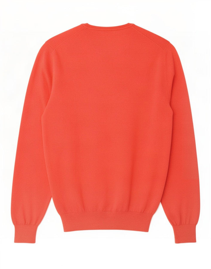Massimo Dutti Herren-Pullover mit V-Ausschnitt, große rote Baumwolle