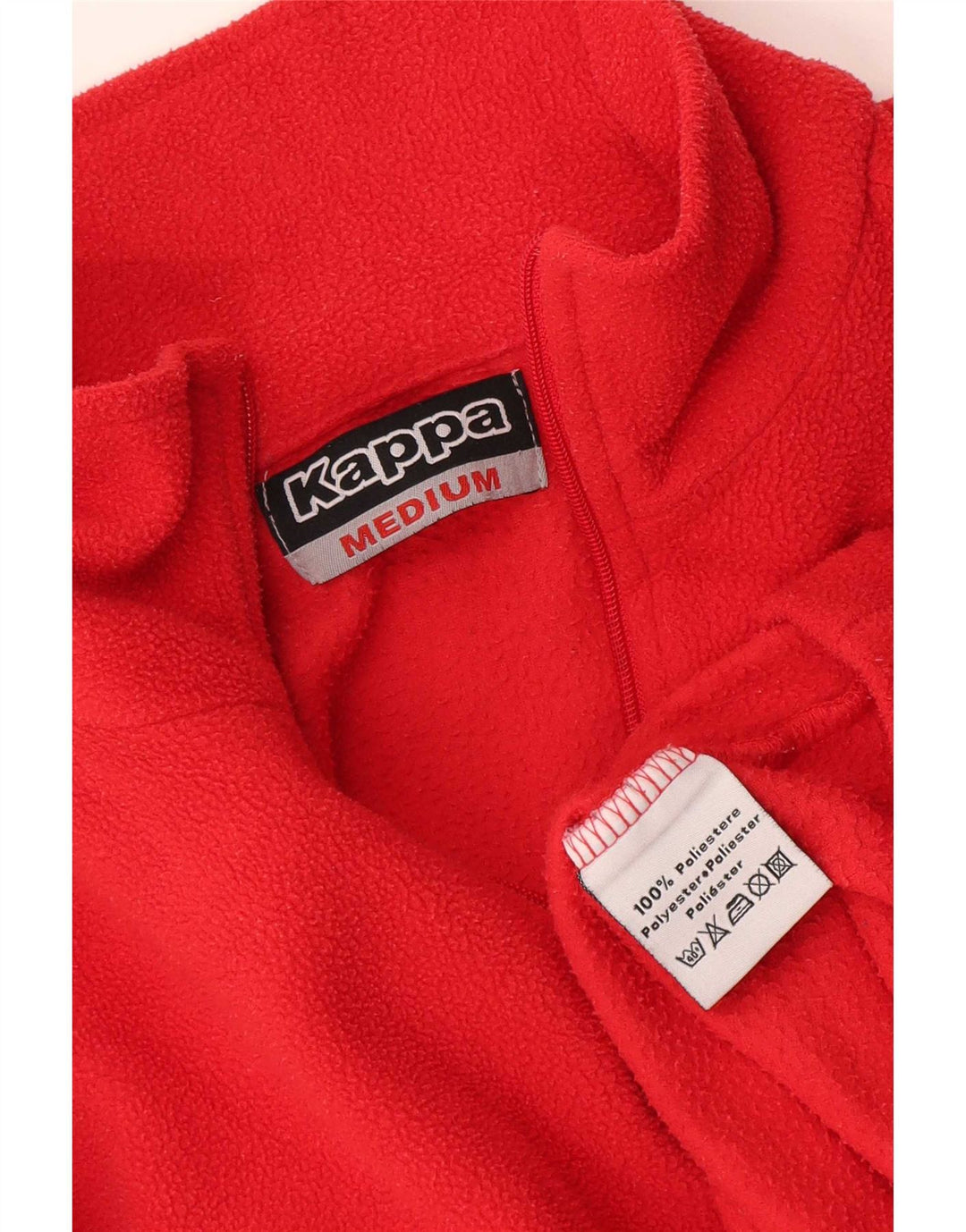 Kappa Herren-Fleecepullover mit Reißverschluss am Hals, Mittelrotes Polyester