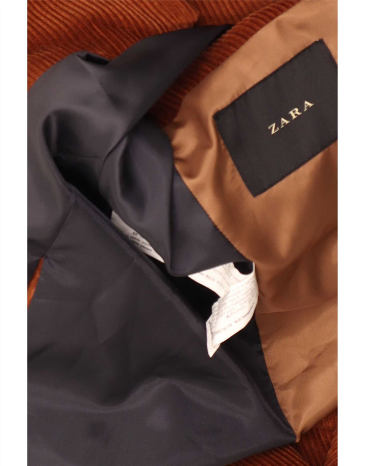 Zara Herren 2-Knopf-Blazer aus Cord, EU 54, XL, braune Baumwolle