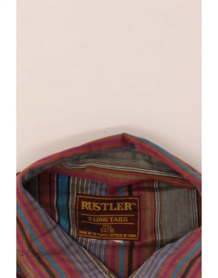 Rustler Mens Tall Shirt Größe 17 1/2 XL Mehrfarbig gestreift