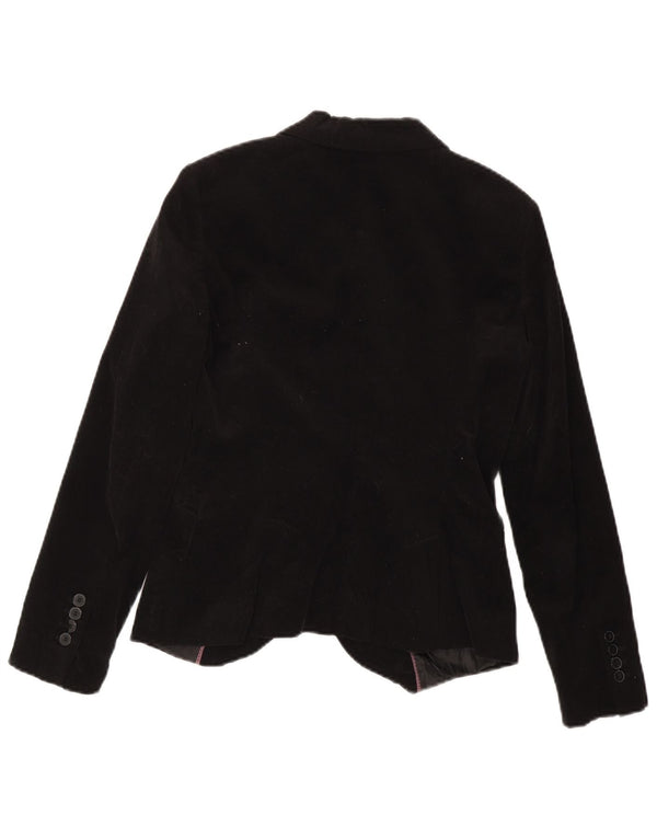 Zara Damen-Blazer aus Samt mit 1 Knopf, Gr. 10, Größe S, Schwarz, Baumwolle