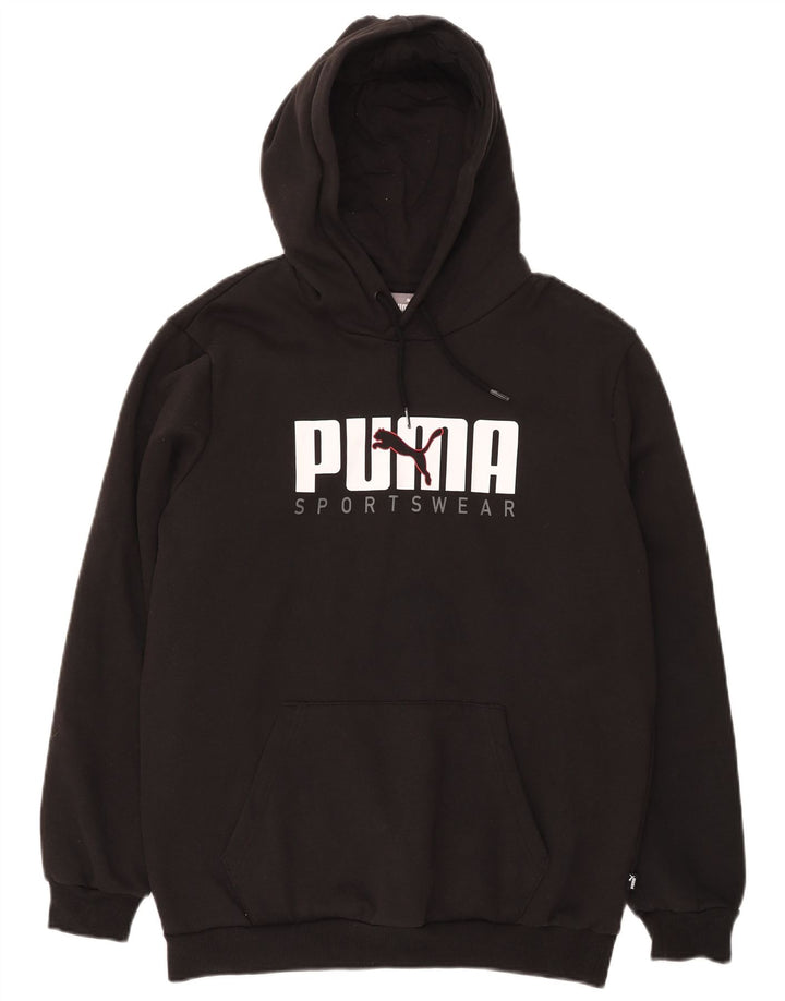 PUMA Mens Graphic Hoodie Jumper Medium Black Cotton
