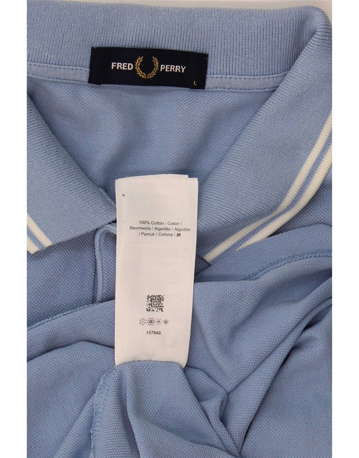 Fred Perry Herren-Poloshirt, groß, blau gestreift, Baumwolle