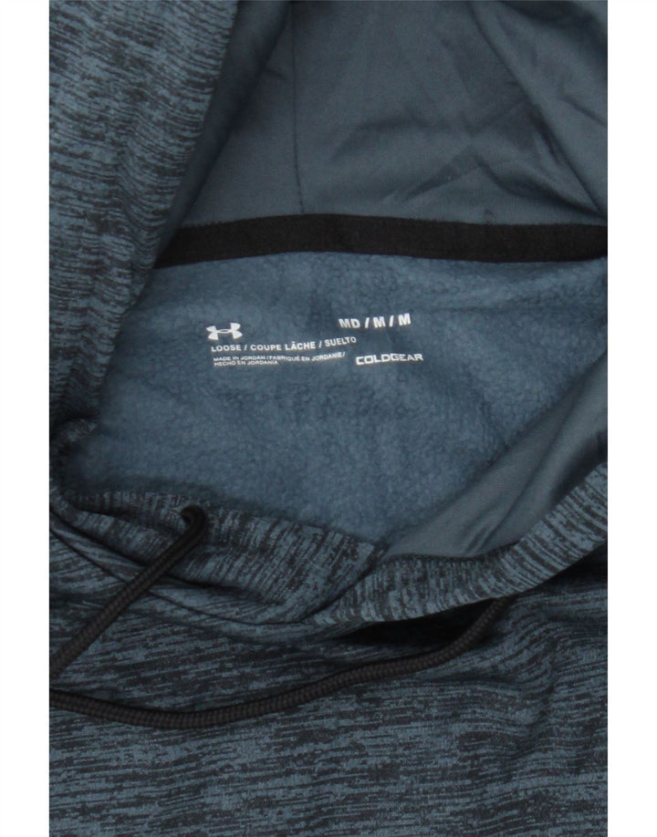 UNDER ARMOUR Mens Cold Gear Hoodie Jumper Medium Blue Flecked Polyester Vintage Under Armour and Second-Hand Under Armour from Messina Hembry 