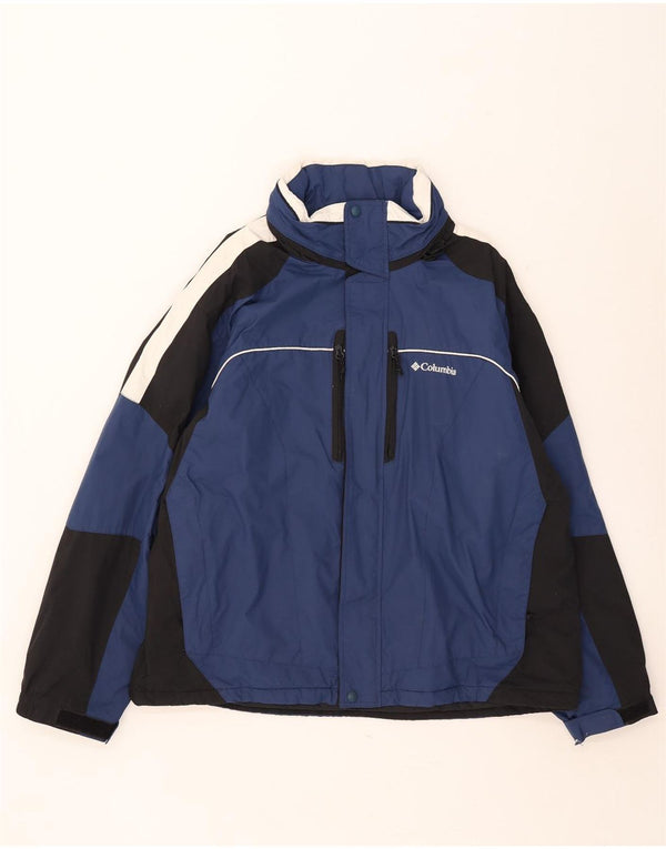 Columbia Herren-Windbreakerjacke mit Kapuze, UK 42, XL, Marineblau, Farbblock