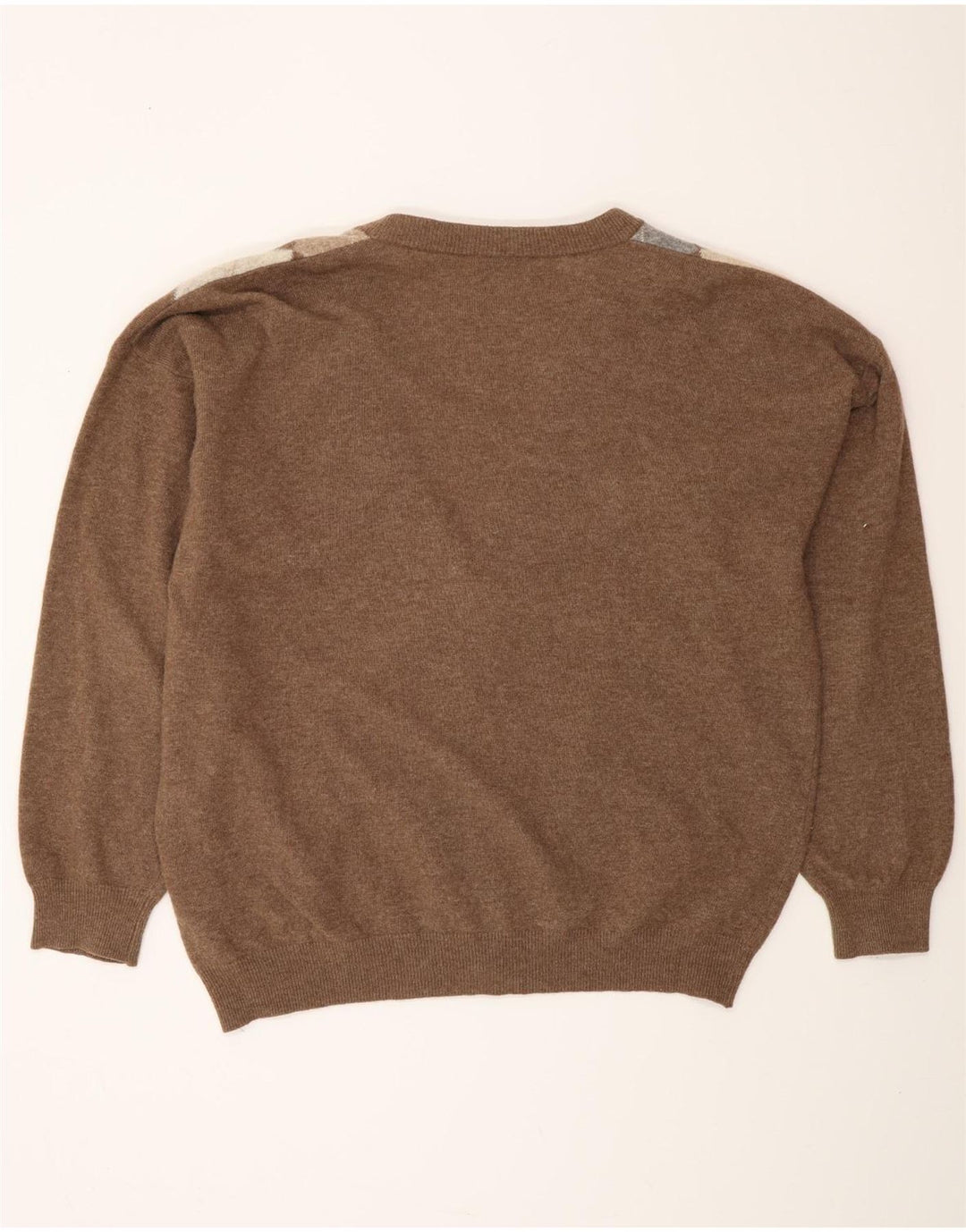 MONELLO Herren-Cardigan-Pullover IT 52 Große braune Argyle-/Diamantwolle