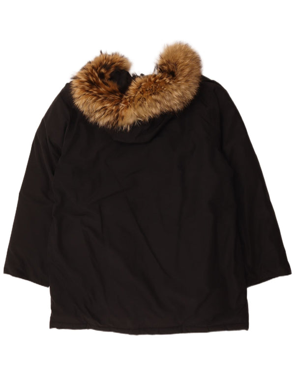 Rifle Herren-Mantel mit Kapuze, gepolstert, UK 42, XL, schwarze Baumwolle