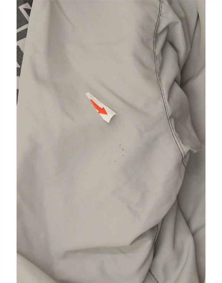 Vintage Herren-Bomberjacke mit Grafik, übergroß, UK 40, großes graues Polyamid