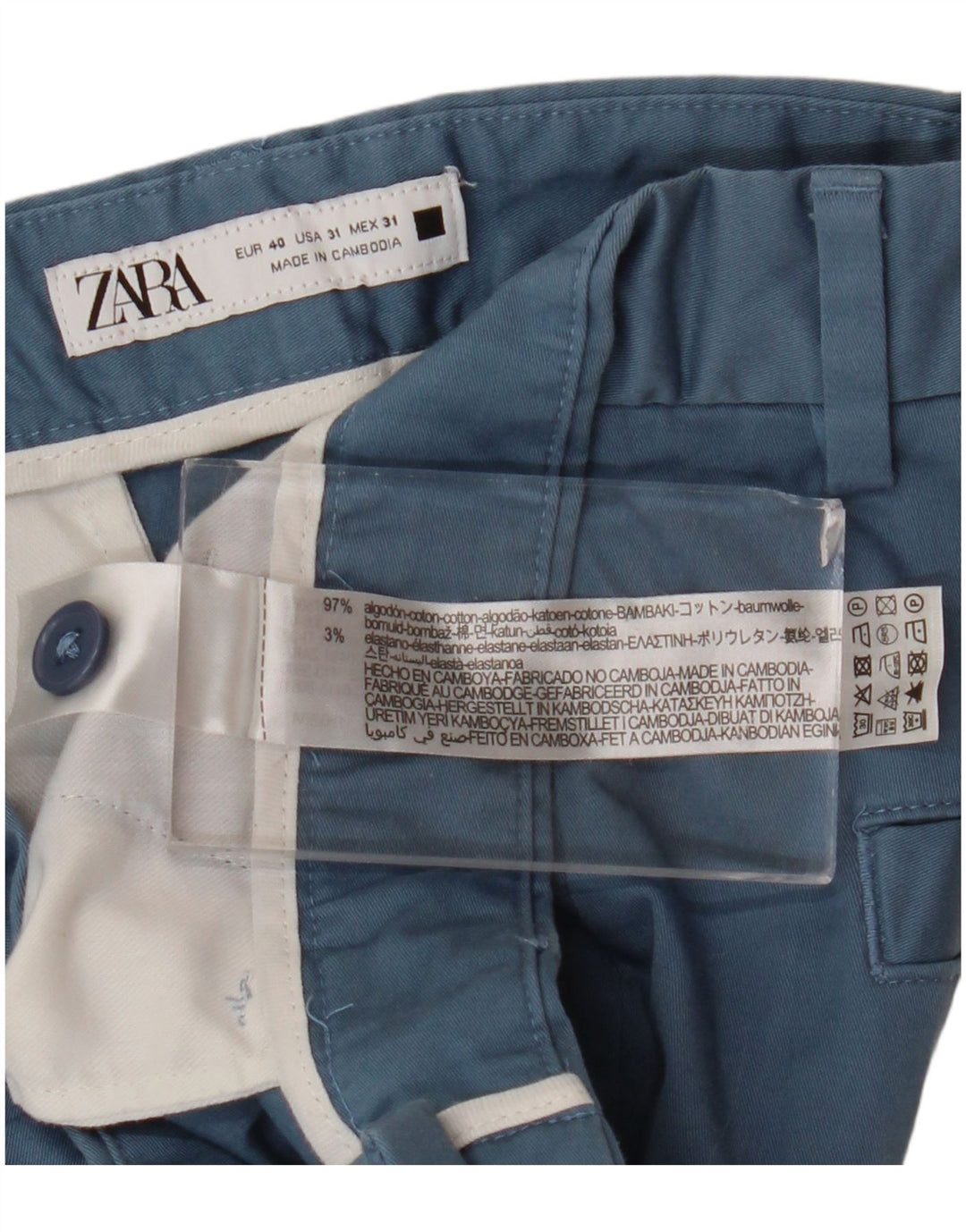 Zara Herren Chinoshorts EU 40 Medium W31 Blaue Baumwolle